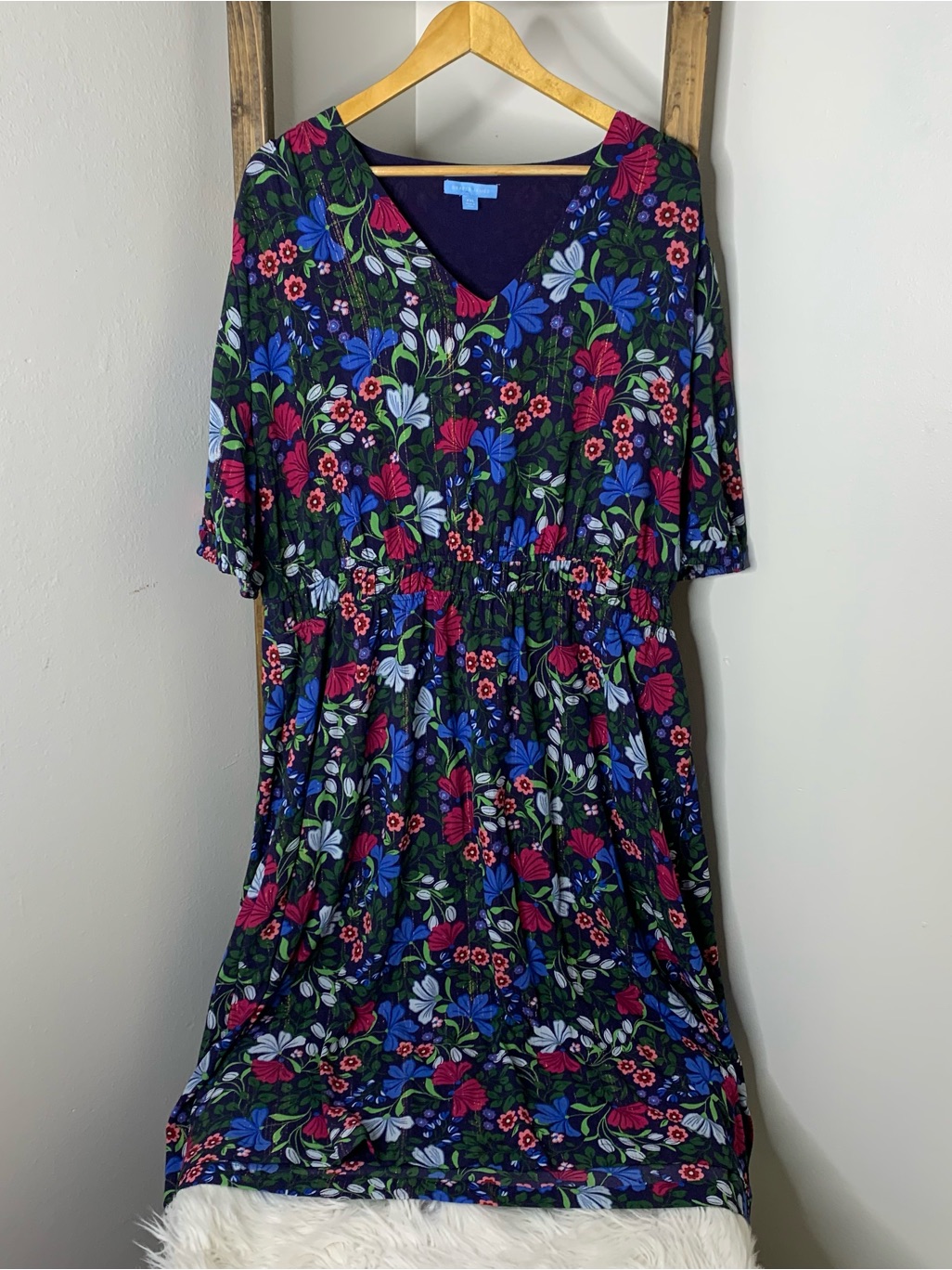 Draper James Floral V-Neck Midi Dress Size Xxl